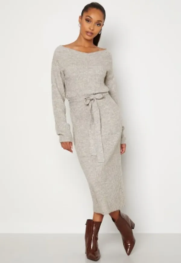 BUBBLEROOM Meline knitted dress Grey melange XS