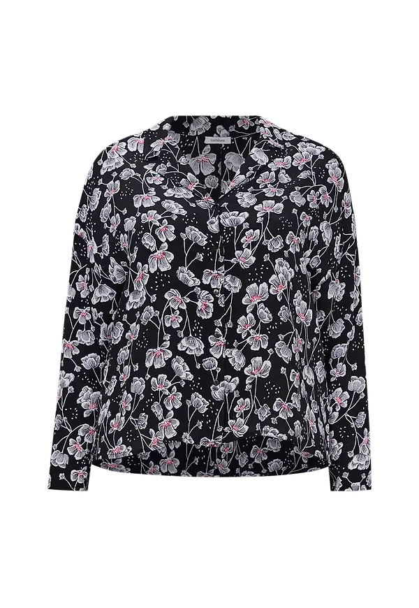 La Redoute - Blommig skjorta med krage och lång ärm - Svart