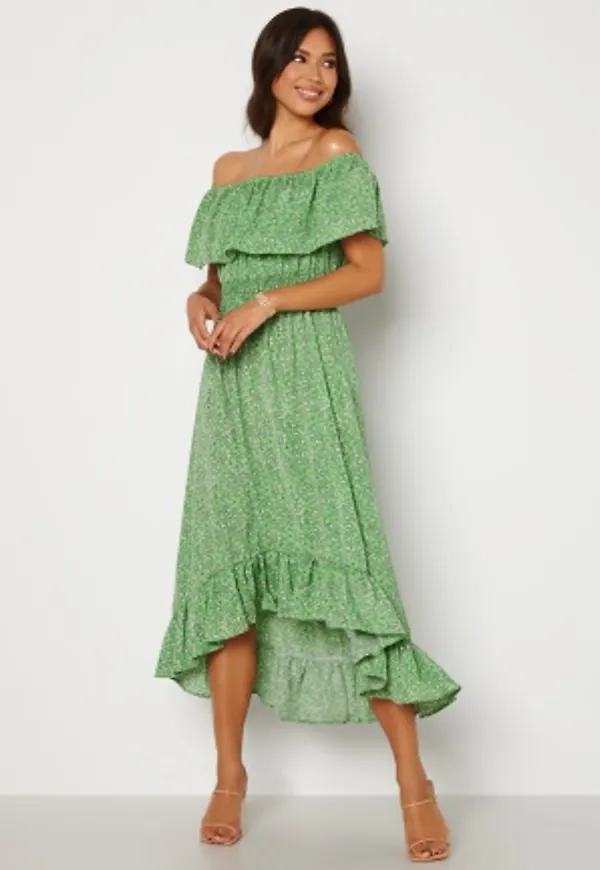 AX Paris Bardot Frill Midaxi Dress Green S (UK10)