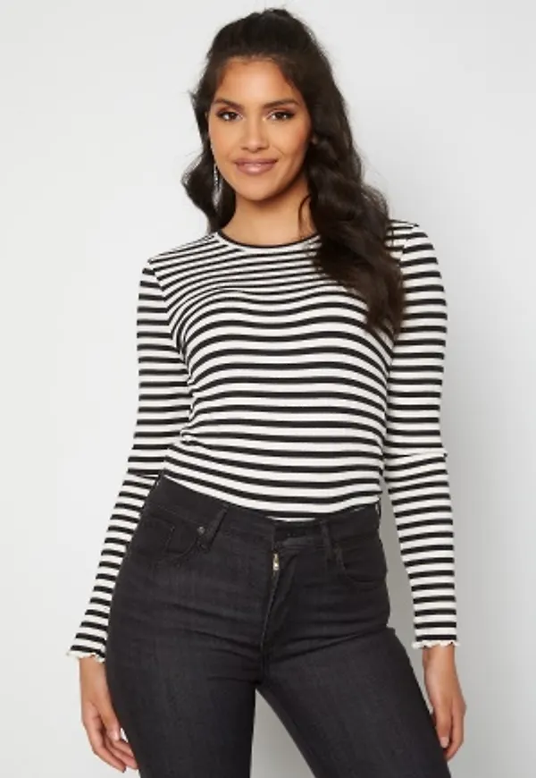 SELECTED FEMME Anna LS Crew Neck Tee Black Stripes XL
