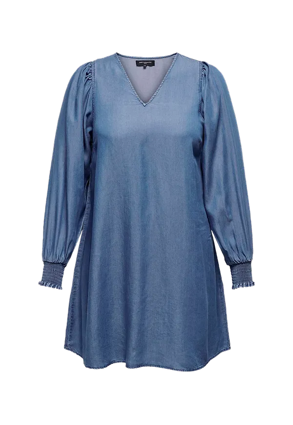 Only Carmakoma - Klänning carViviano Life LS V-neck Tunic Dress - Blå