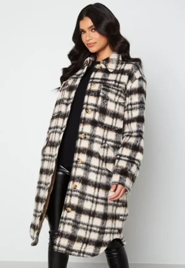 SELECTED FEMME Caron Wool Shirt Jacket Snow White Check 42