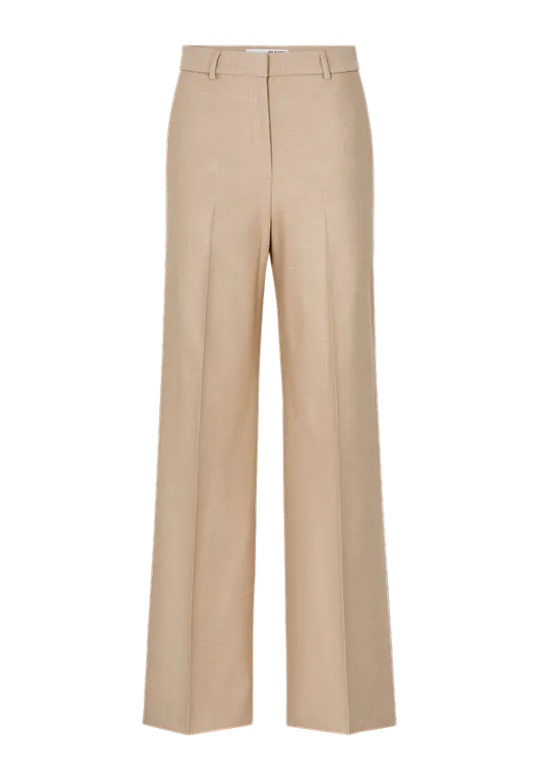 Selected FEMME - Byxor slfEliana HW Wide Pant - Beige
