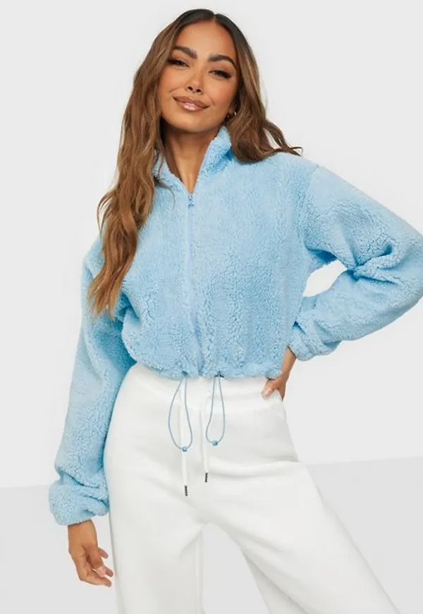 NLY Trend Cropped Teddy Jacket Övriga Jackor Ljus Blå
