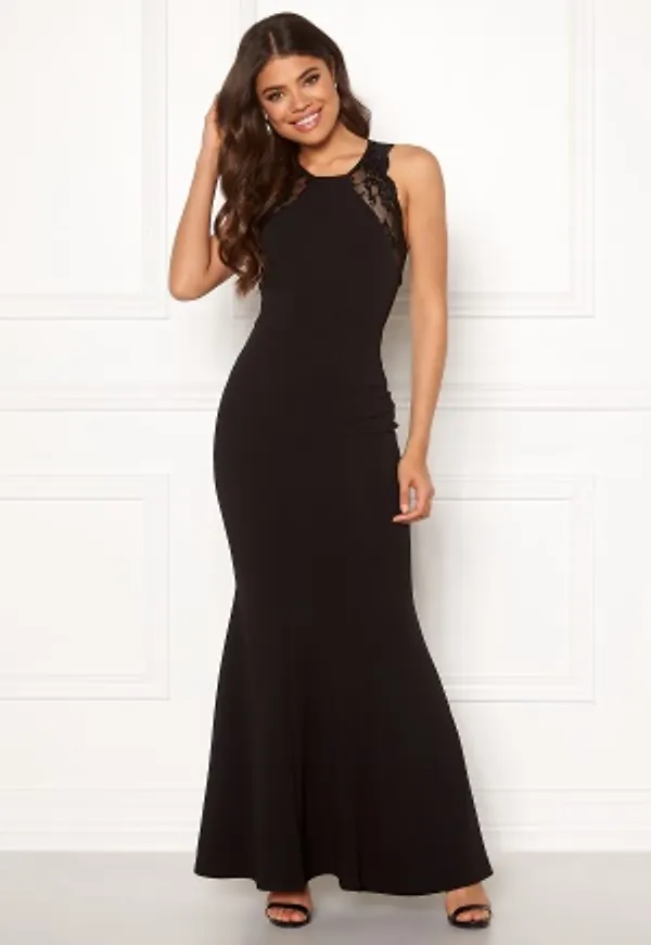 Goddiva Lace Fishtail Maxi Dress Black XL (UK16)