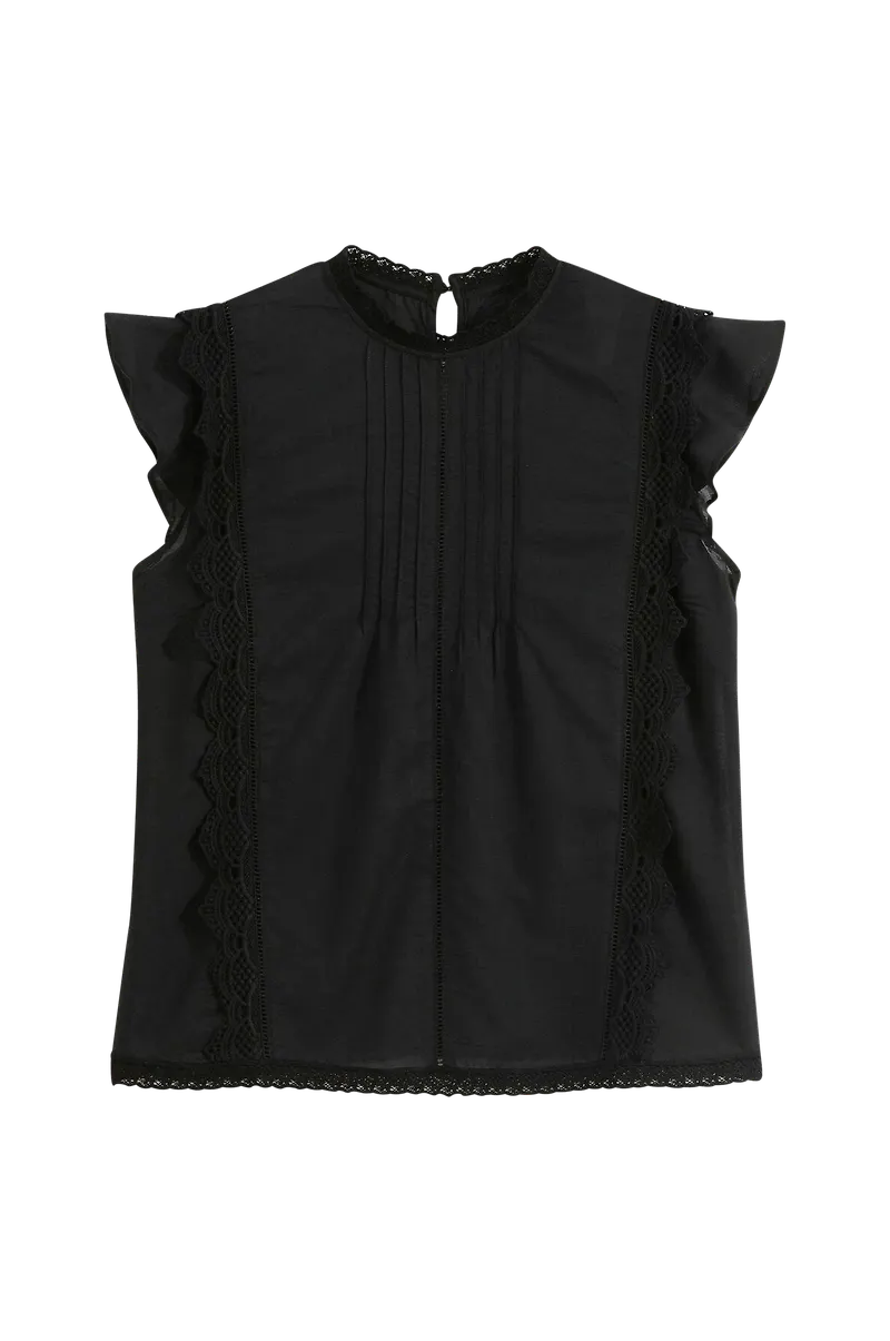 La Redoute - Ärmlös blus med ståkrage - Svart