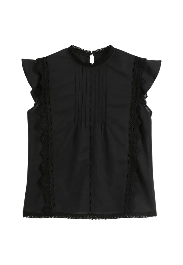 La Redoute - Ärmlös blus med ståkrage - Svart