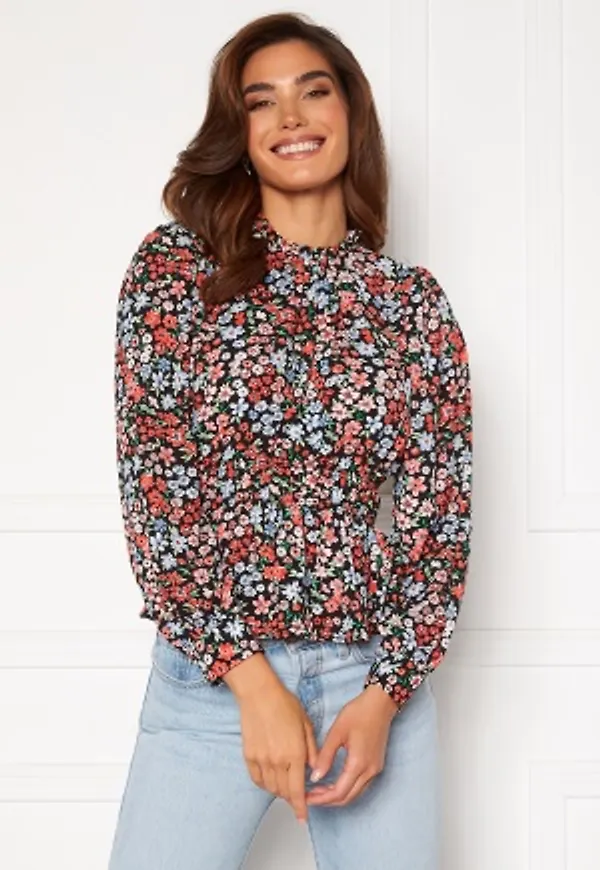 ONLY Tamara 7/8 Sleeve Top Black AOP Shore Flow M