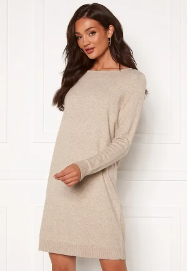 VILA Ril L/S Knit Dress Natural Melange XS