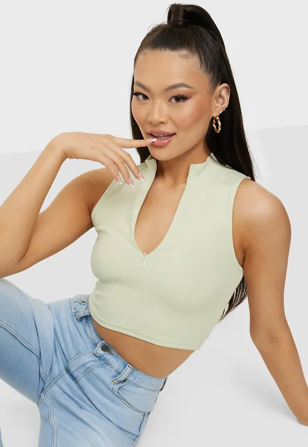 NLY Trend - Crop tops - Mint - Perfect Sporty Zip Top - Toppar