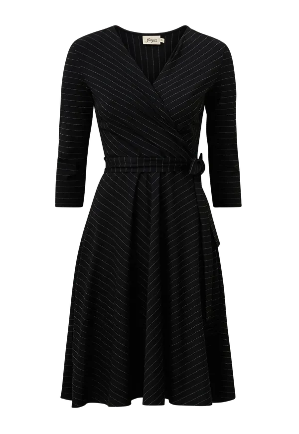 Jumperfabriken - Klänning Inger Pinstripe - Svart