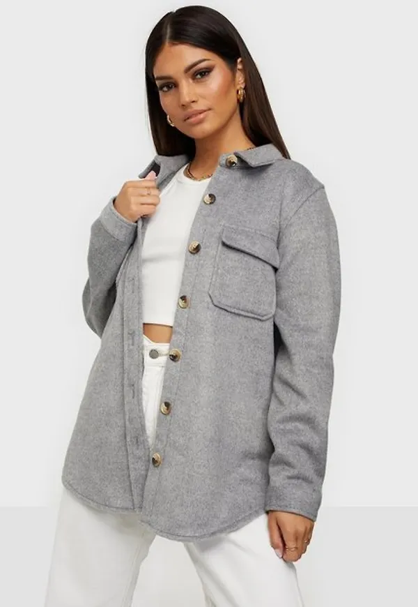 Object Collectors Item Objvera Owen L/S Jacket Noos skjortjackor Medium Grey Melange