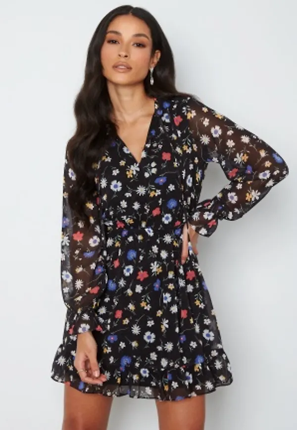 Trendyol Zarah Printed L/S Dress Siyah/ Black 34