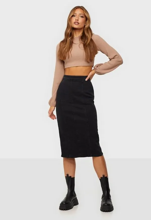 MOSS COPENHAGEN Thessi Rikka Denim Skirt Midikjolar