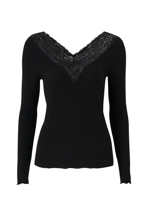 pieces - Topp pcSiri LS Top - Svart