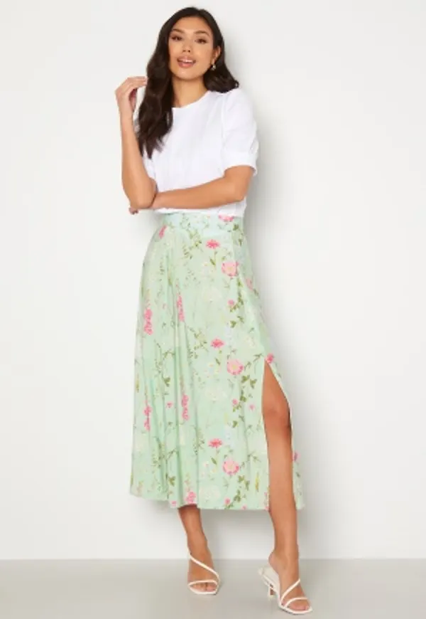 JDY Bertha HW Skirt Birds Egg Green AOP: XS