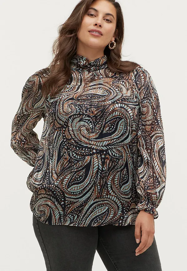 Zizzi - Blus mChristina L/S Blouse - Svart