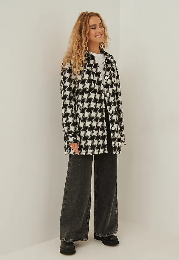 NA-KD Trend Kort jacka med hundtandsmönster - Multicolor