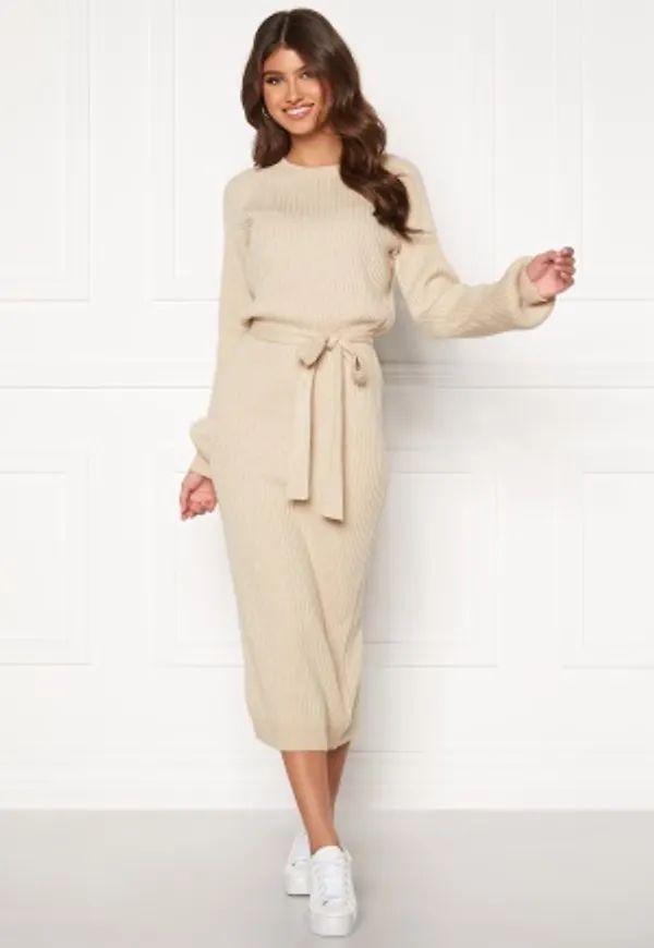 BUBBLEROOM Amira knitted dress Beige melange S