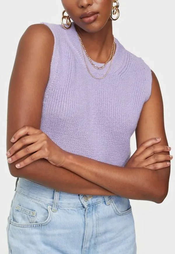 Only Onlparis Life Vest Knt Noos Stickade västar Orchid Petal W. Melange