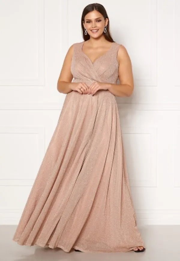 Goddiva Curve Wrap Front Sleeveless Maxi Curve Dress With Split Nude 52 (UK24)