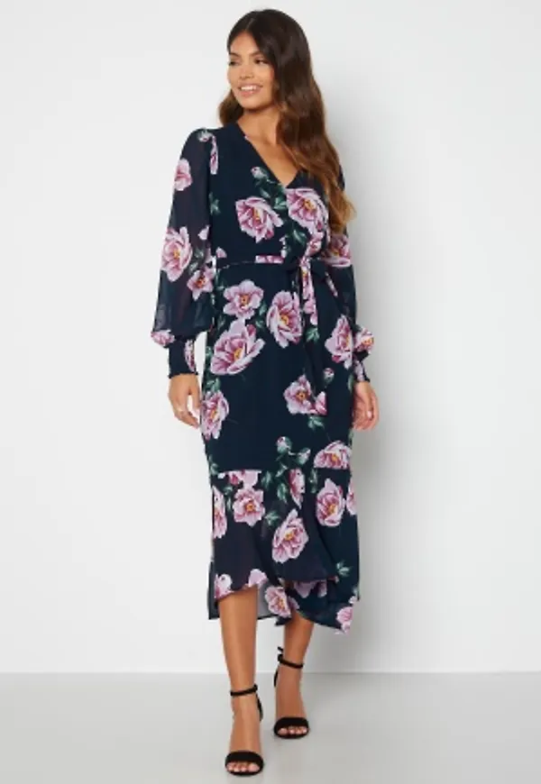 Happy Holly Danessa midi Puff Sleeve Dress Dark blue 36/38