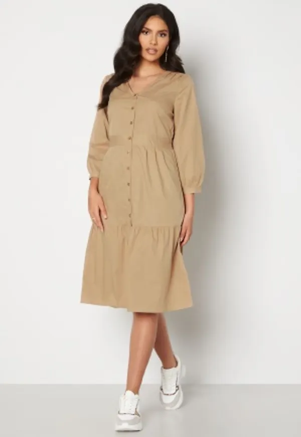 Happy Holly Adelyn balloon sleeve dress Light beige 40/42