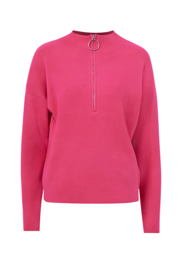 Vila - Tröja viOlivinja Zipper L/S Knit Top - Rosa