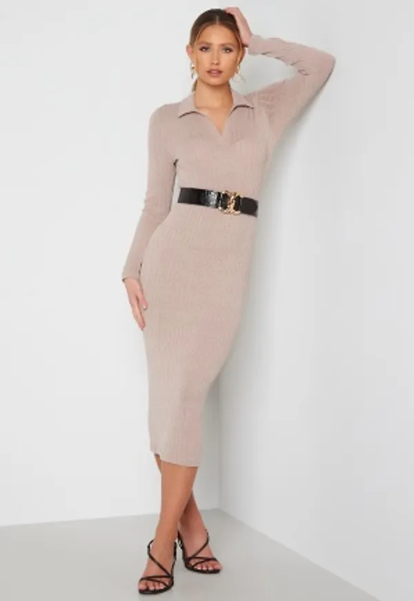 BUBBLEROOM Liw fine knitted dress Beige melange L