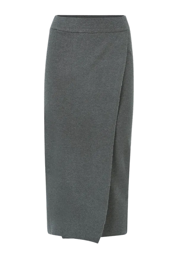 Vila - Omlottkjol viOlivinja Knit HW Midi Wrap Skirt - Grå