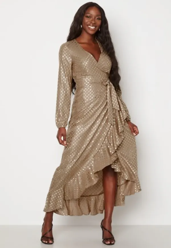 Guess New Baja Dress P16X Shiny Dots Gold L
