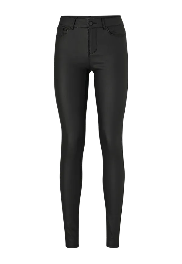 Vero Moda - Byxor VmSeven NW SS Smooth Coated Pants - Svart