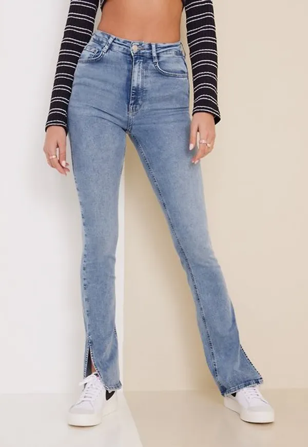 Gina Tricot Molly slit jeans High waisted jeans Sea Blue