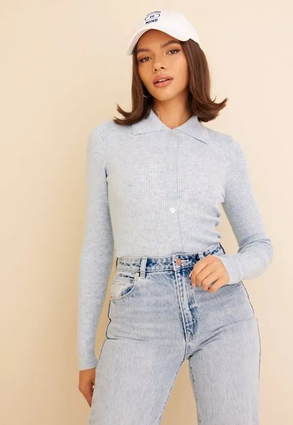 Only Onlhazel L/S Life Polo Pullover Knt Stickade tröjor Cashmere Blue