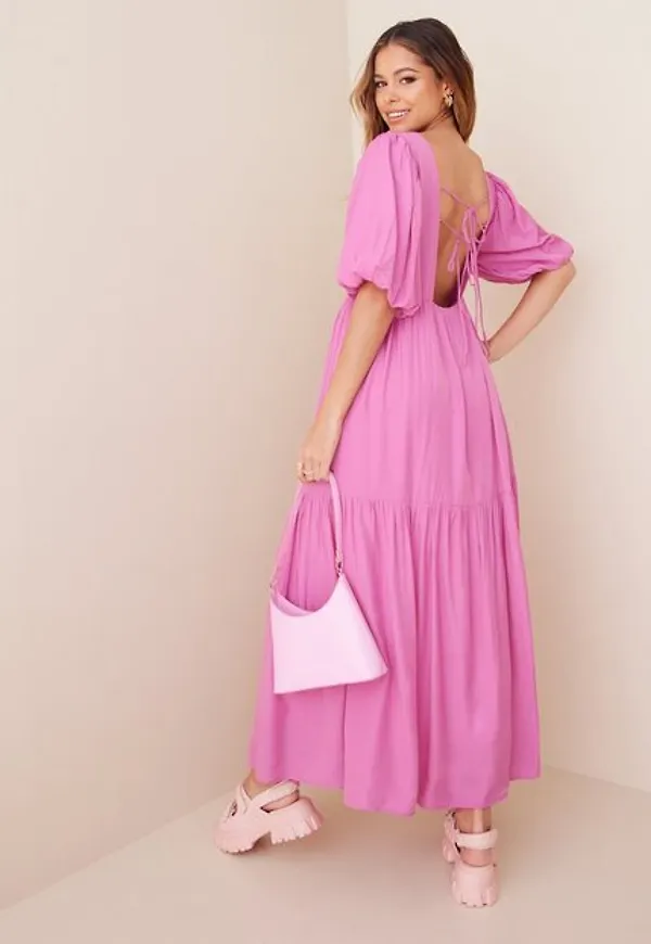 Only Onlluna Ss Maxi Dresswvn Loose fit dresses Super Pink