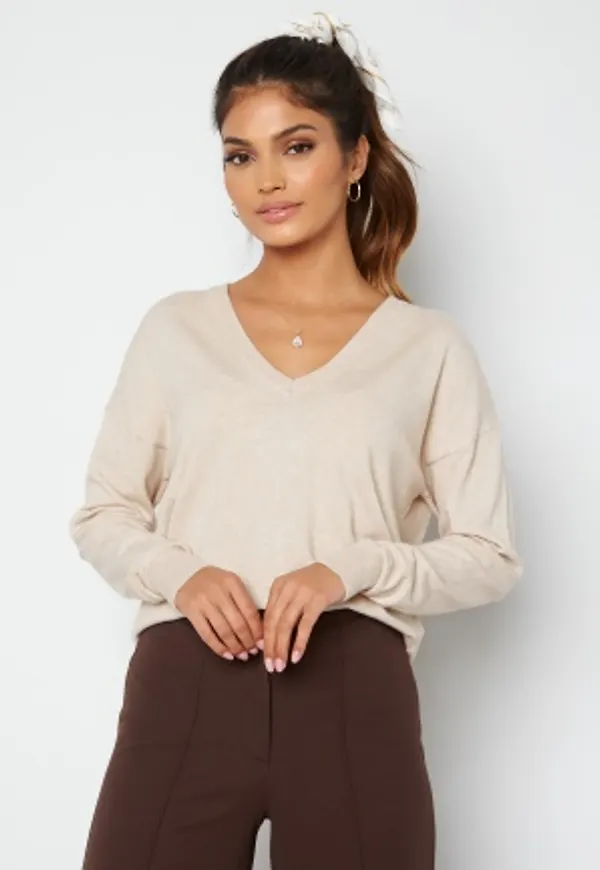 Object Collectors Item Thess L/S V-Neck Knit Silver Gray L