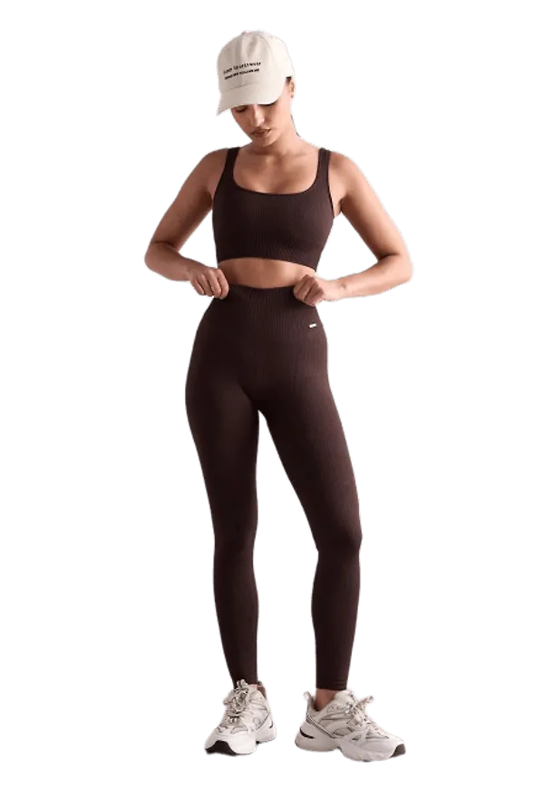 Cacao Ribbed Seamless Tights