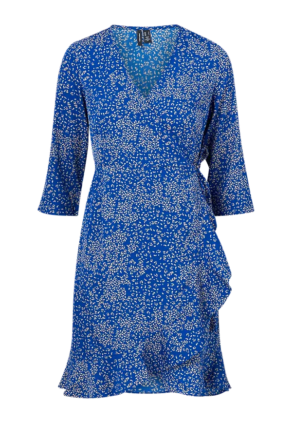 Vero Moda - Omlottklänning vmHenna 3/4 Wrap Dress - Blå