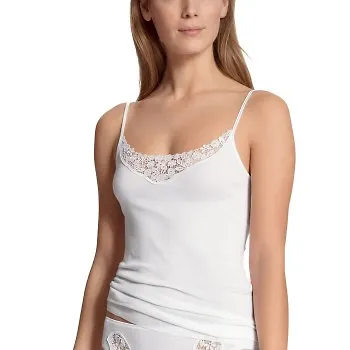 Calida Feminin Sense Spaghetti-Top Vit bomull Large Dam
