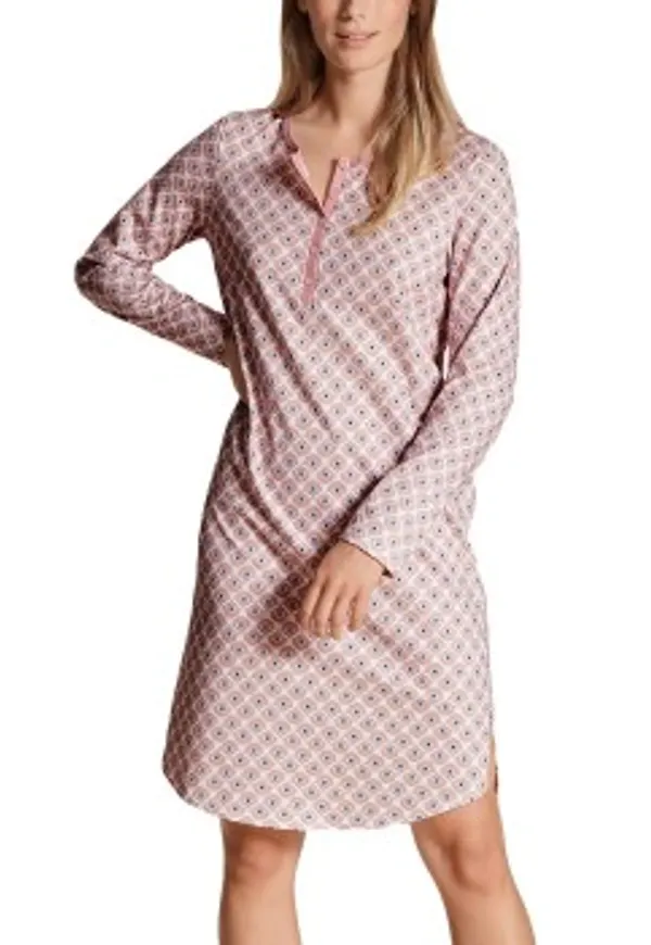 Calida Lovely Nights Nightdress Rosa Mönstrad bomull Small Dam