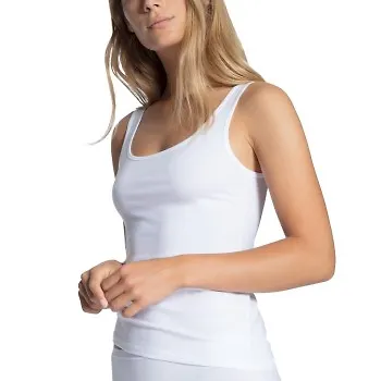 Calida Natural Comfort Tank Top Rounded Neck Vit bomull Small Dam