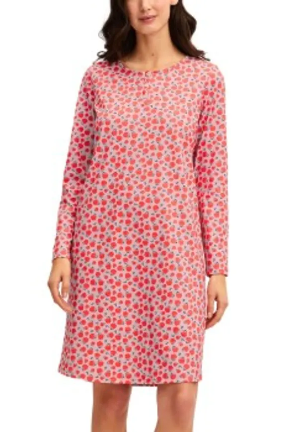 Calida Ornament Nights Long Sleeve Nightdress Röd Mönster bomull X-Small Dam
