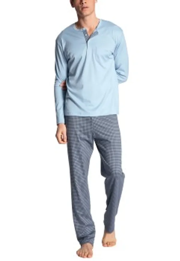 Calida Relax Choice Long Sleeve Pyjama Ljusblå bomull Small Herr
