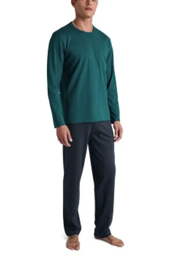 Calida Relax Essentials Pyjama Mörkgrön bomull Small Herr