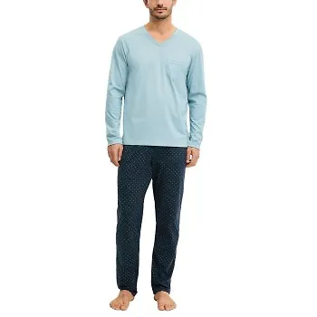 Calida Relax Imprint 3 Pyjamas Marin/Blå bomull X-Large Herr
