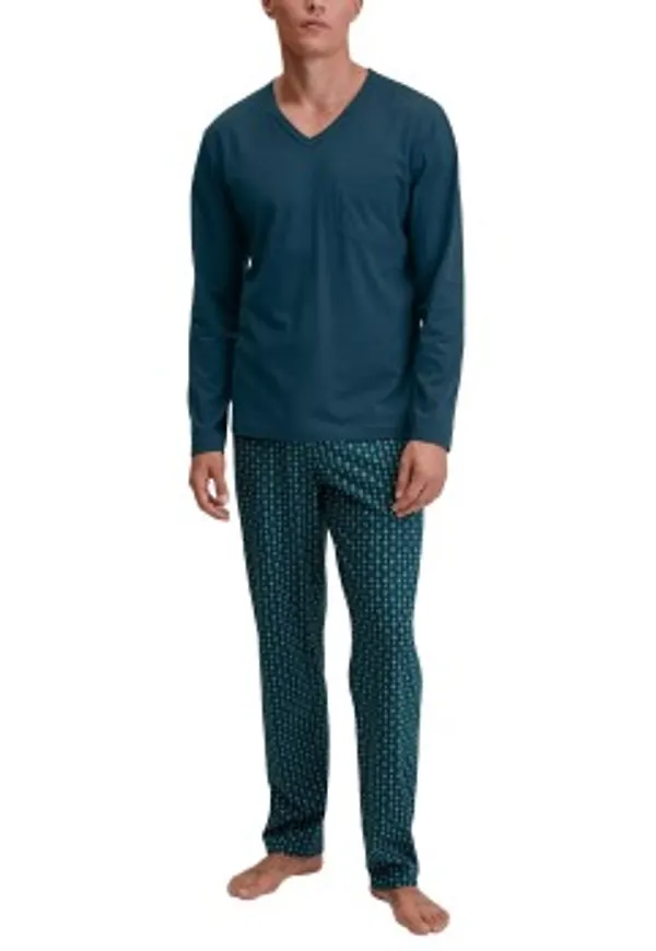 Calida Relax Imprint 3 Pyjamas Petrol bomull Large Herr