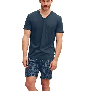 Calida Relax Streamline 1 Short Pyjamas Blå Mönstrad bomull Medium Herr
