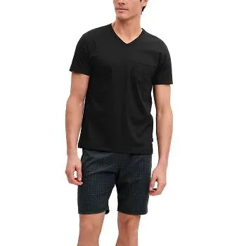 Calida Relax Streamline 1 Short Pyjamas Svart/Grå bomull Medium Herr