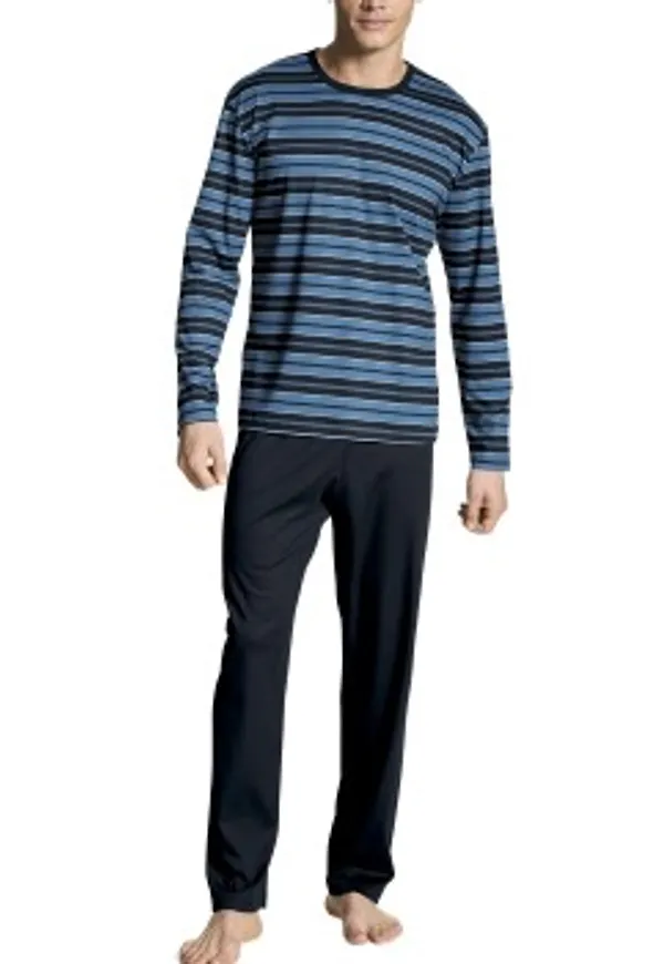 Calida Relax Streamline Pyjamas Marin/Blå bomull Medium Herr