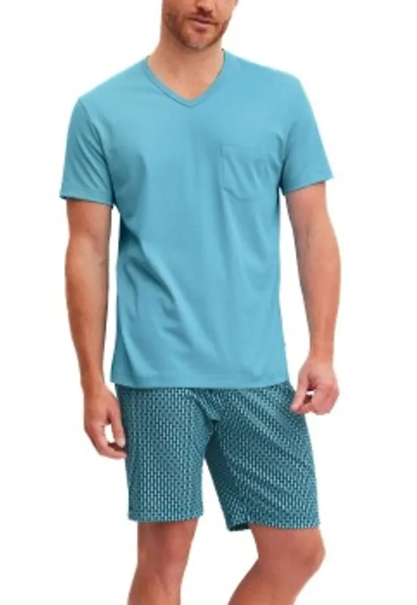 Calida Relax Streamline Short Pyjama Blå/Blå bomull X-Large Herr